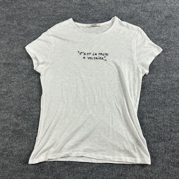Zadig Voltaire Shirt Mens Small Toby Slub T Shirt White Minimalist Quiet Luxury - Picture 4 of 12